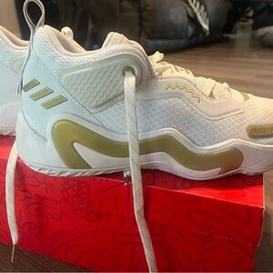 Adidas White and Tan Sneakers with Textured Design